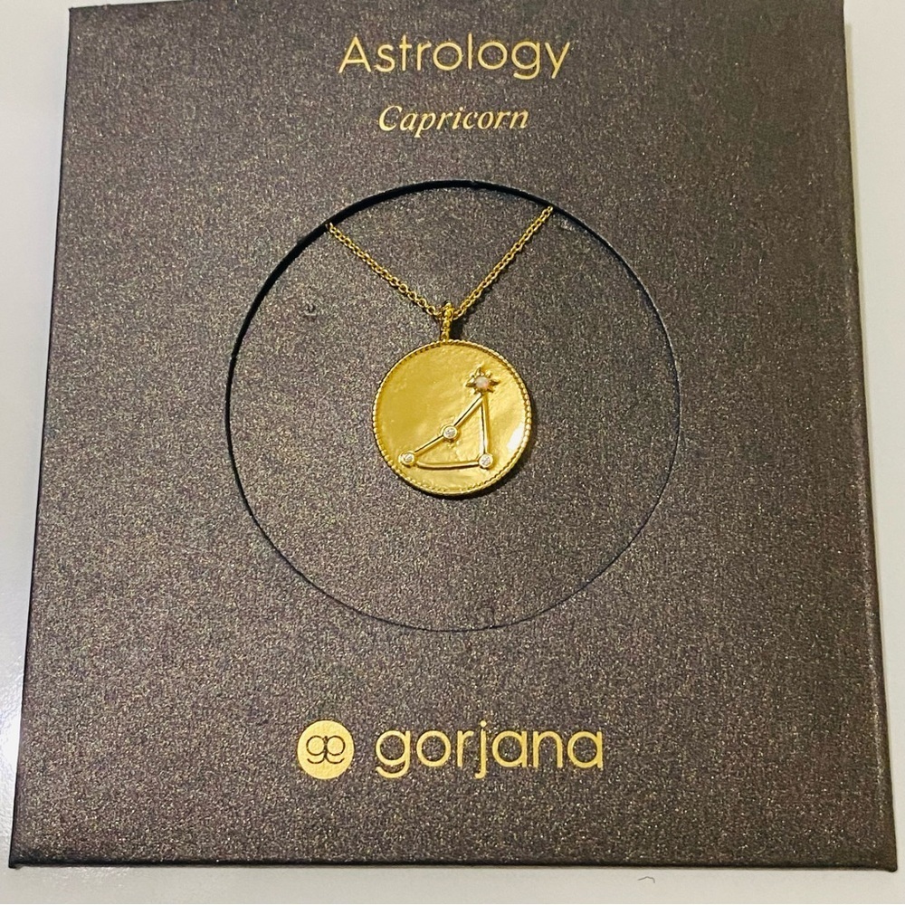 Gorjana 18k Gold Plated Brass Capricorn Opalite Astrology Coin Necklace - Picture 3 of 4